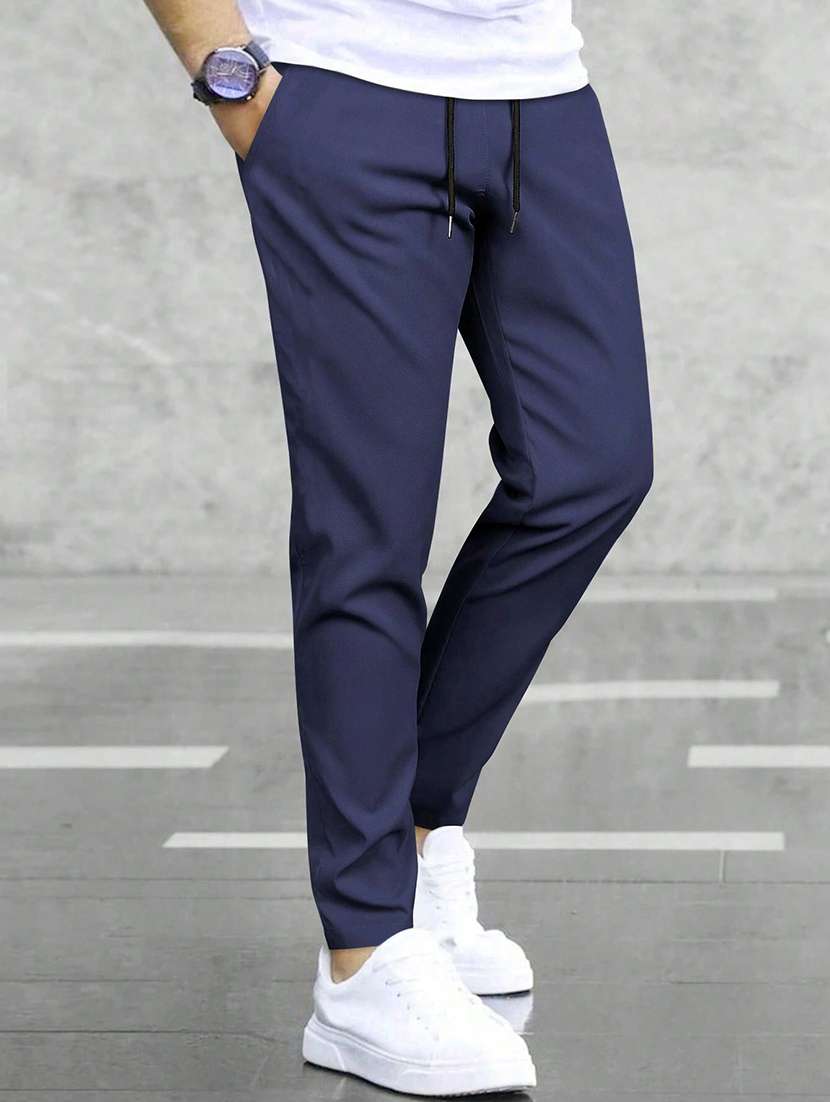 blue polyester  full length track pant - 21029962 -  Standard Image - 1