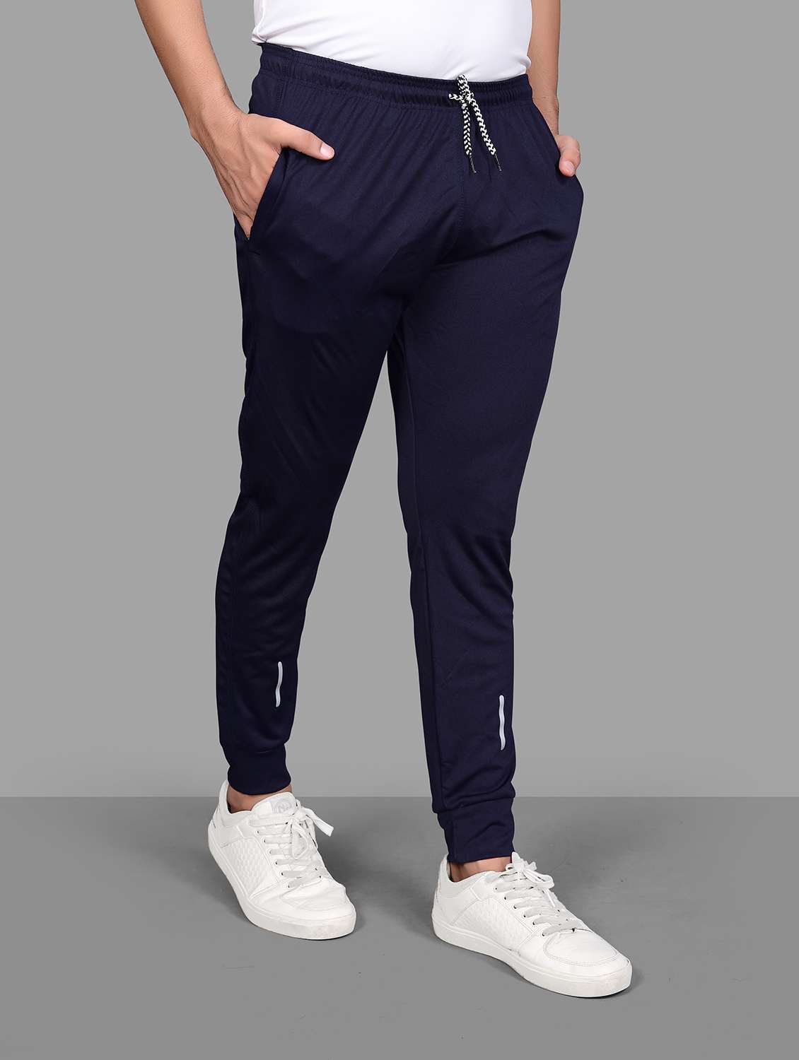 navy blue polyester full length track pant - 21029996 - Standard Image - 1