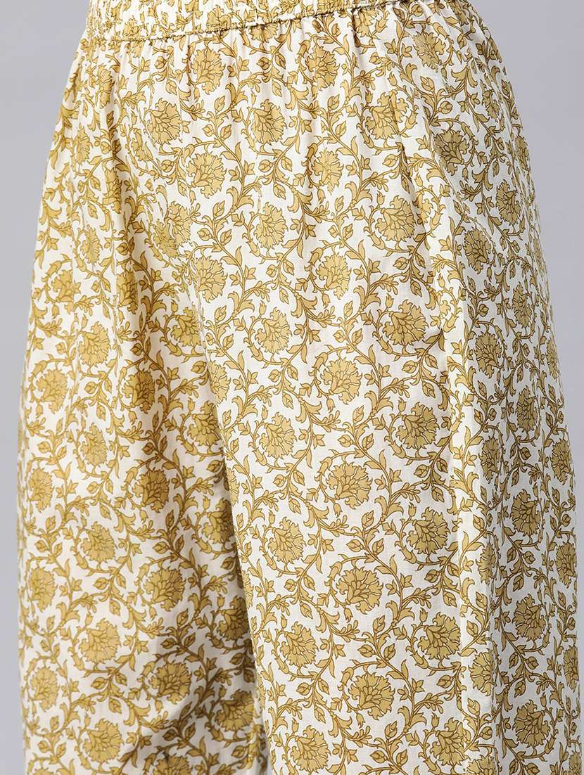 cream floral printed kurta pant set - 21031193 -  Standard Image - 4