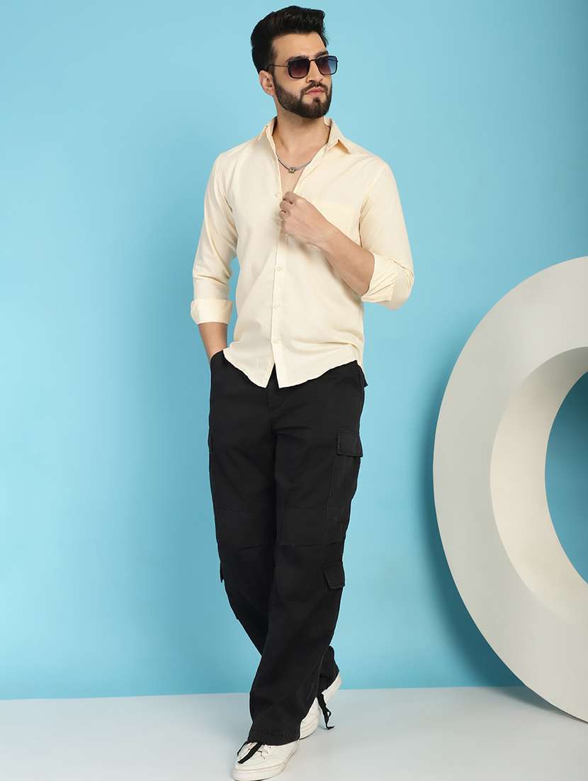 cream cotton casual shirt - 21031202 -  Standard Image - 4