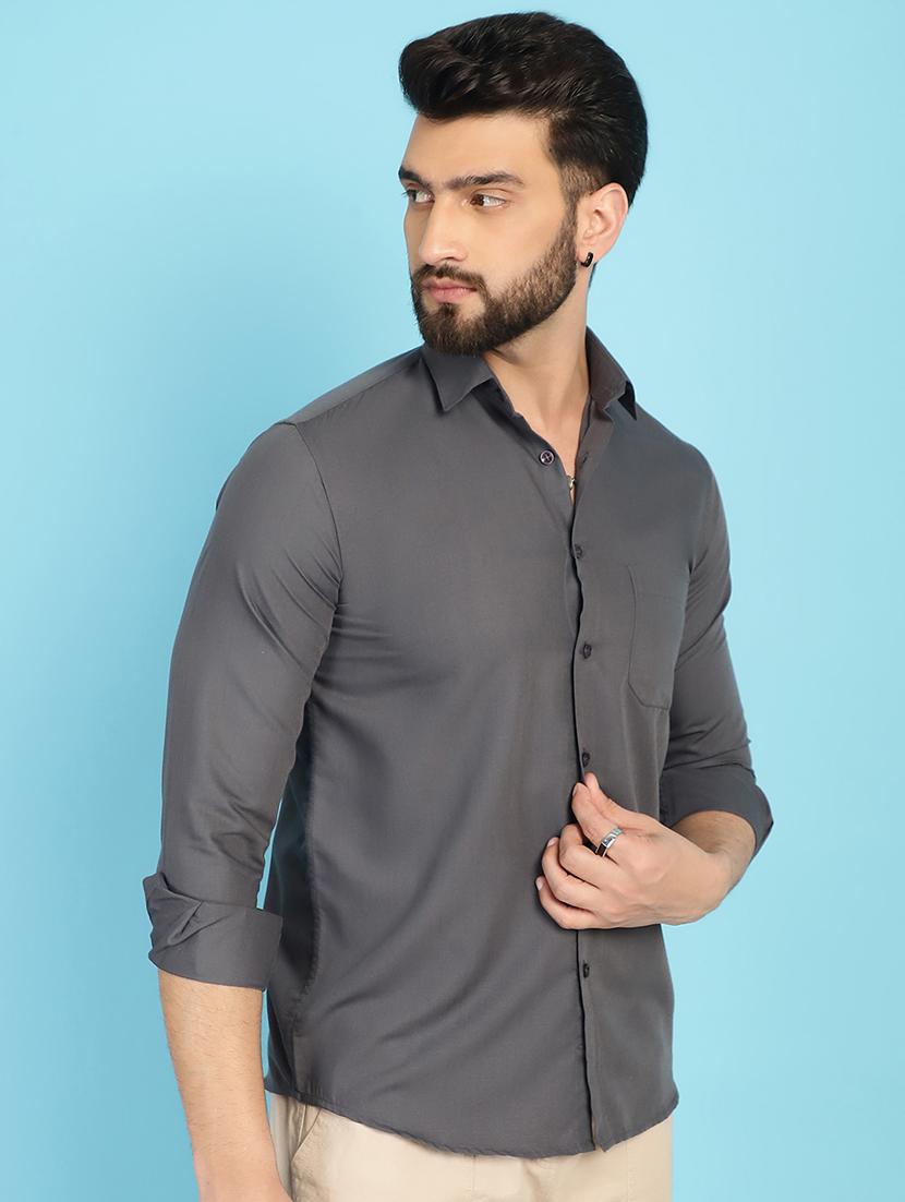 grey cotton casual shirt - 21031203 - Standard Image - 1