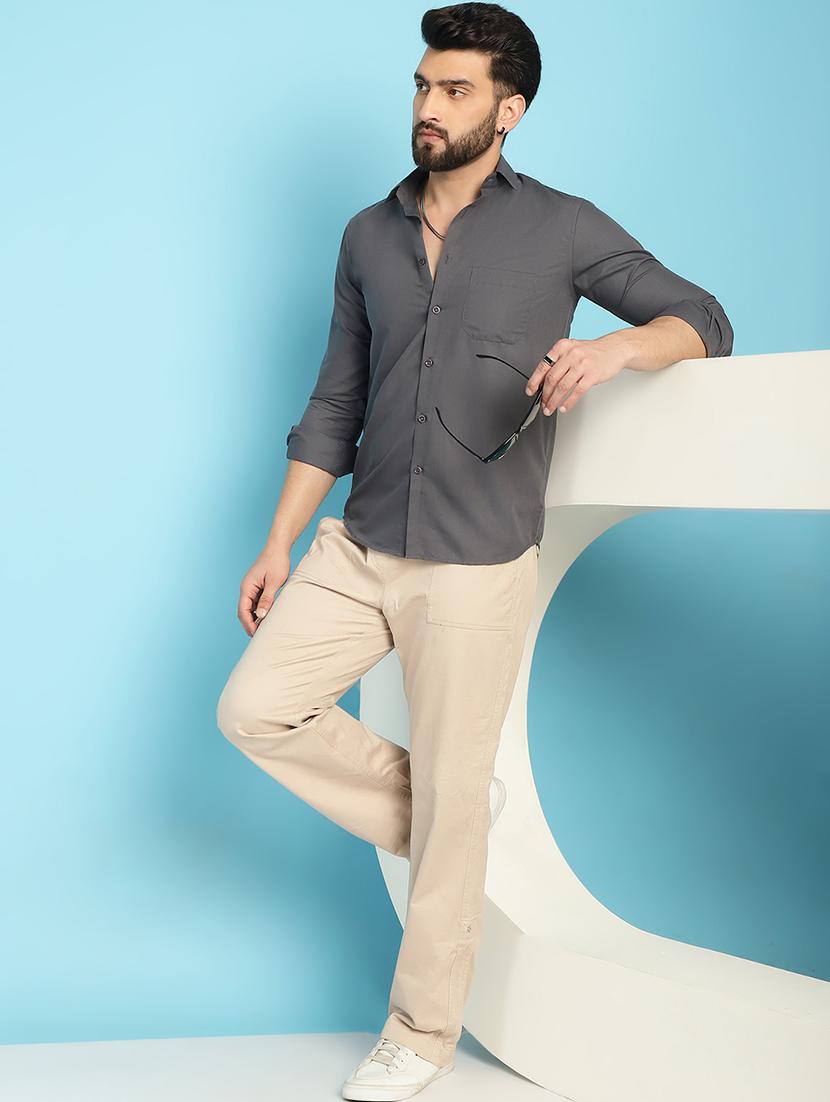 grey cotton casual shirt - 21031203 - Standard Image - 4
