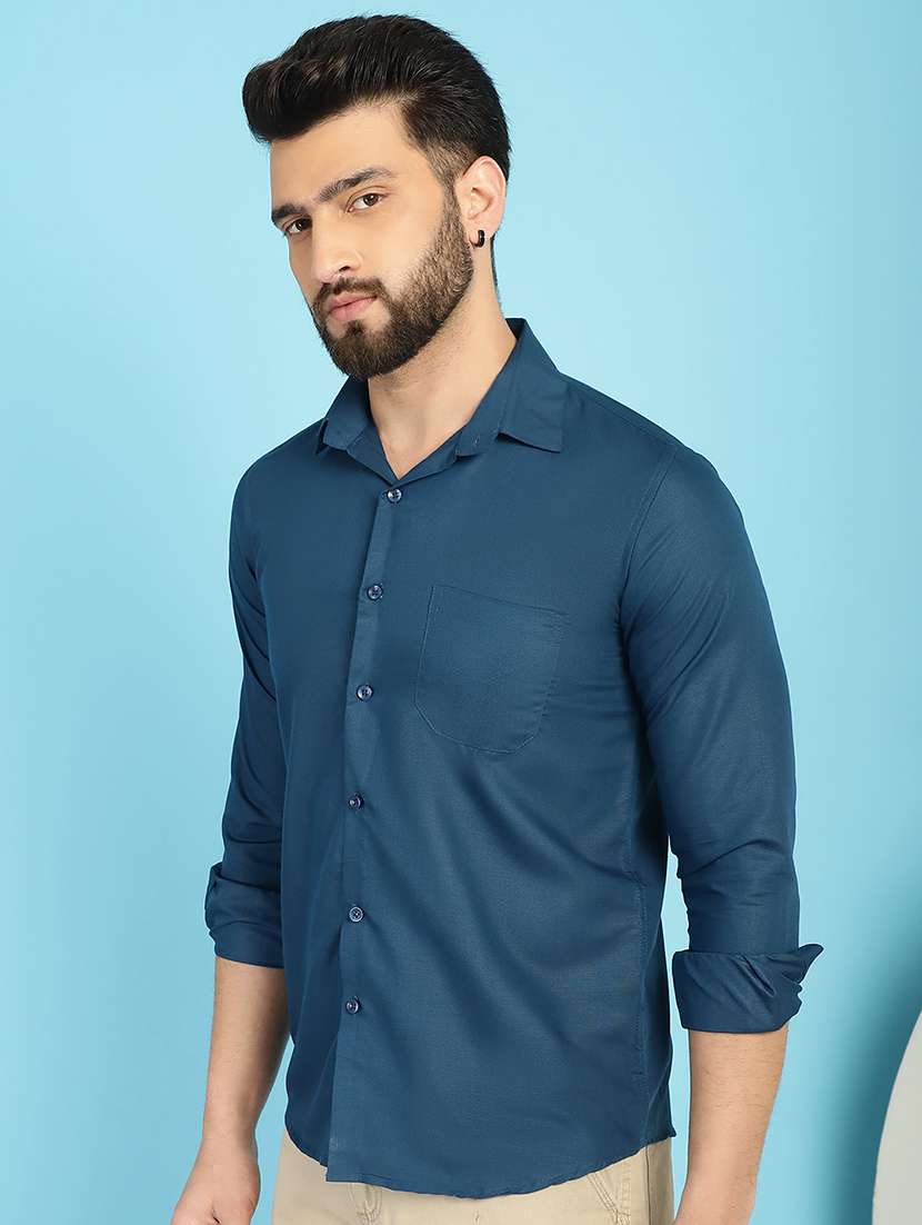 teal cotton casual shirt