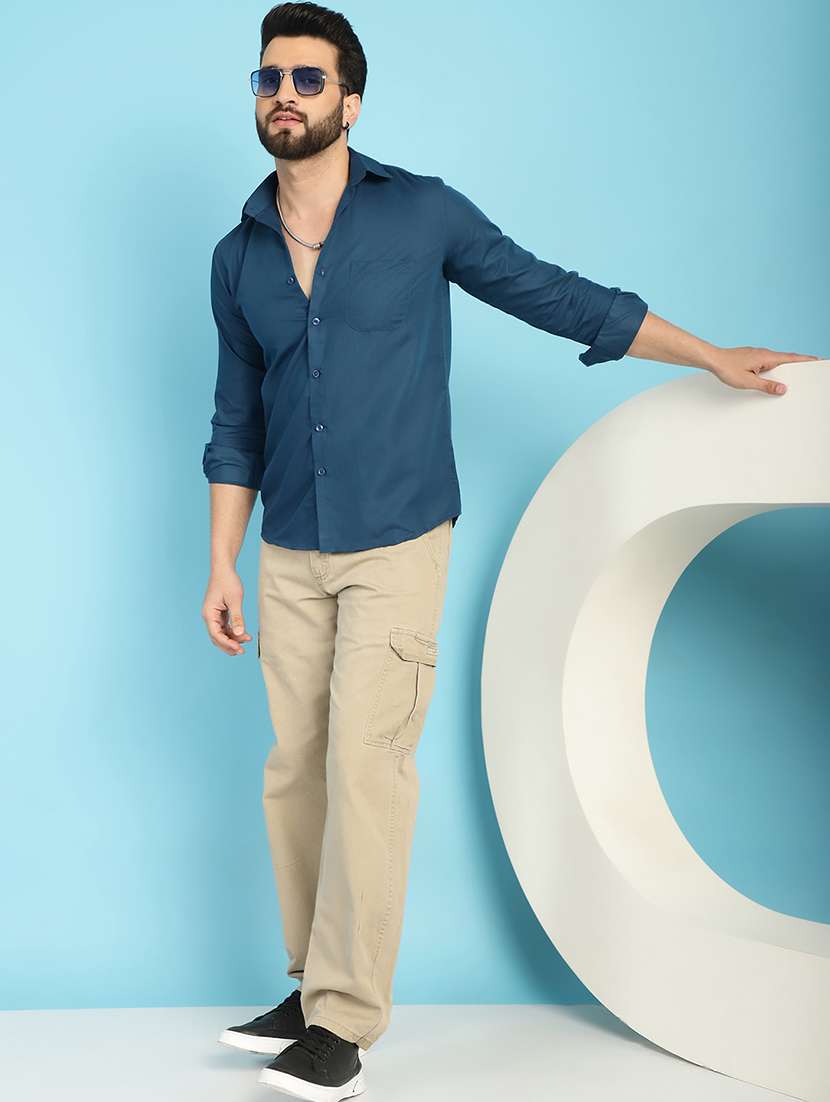 teal cotton casual shirt - 21031204 -  Standard Image - 4