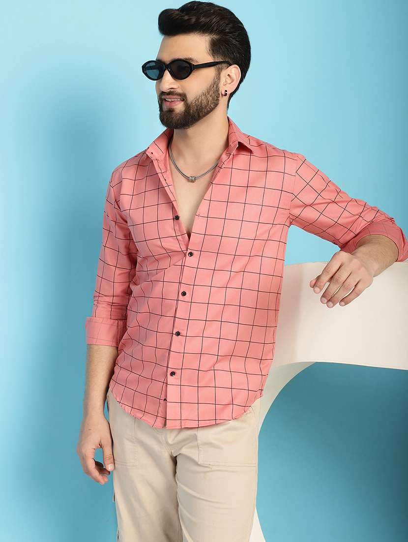 peach cotton casual shirt - 21031210 -  Standard Image - 1