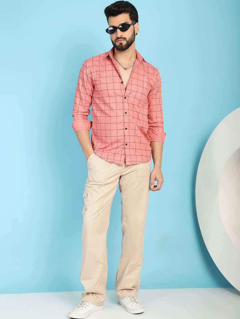 peach cotton casual shirt - 21031210 -  Standard Image - 4