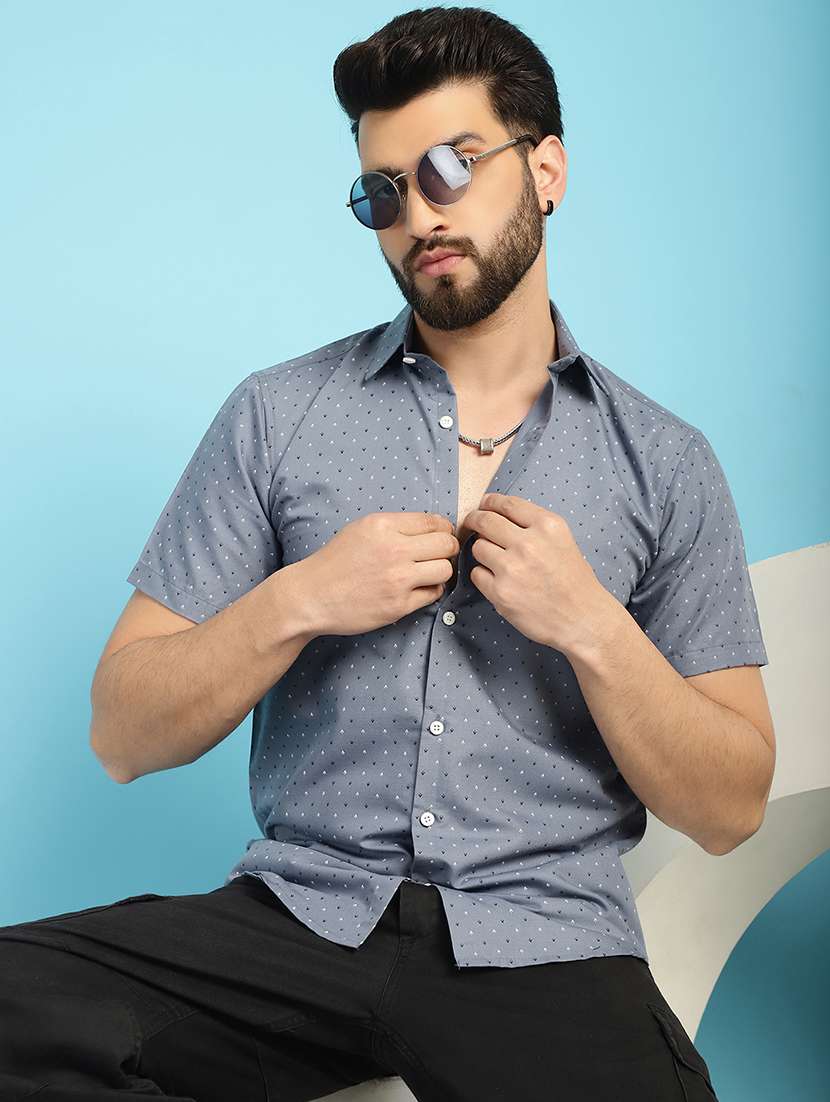 grey cotton casual shirt - 21031220 -  Standard Image - 1