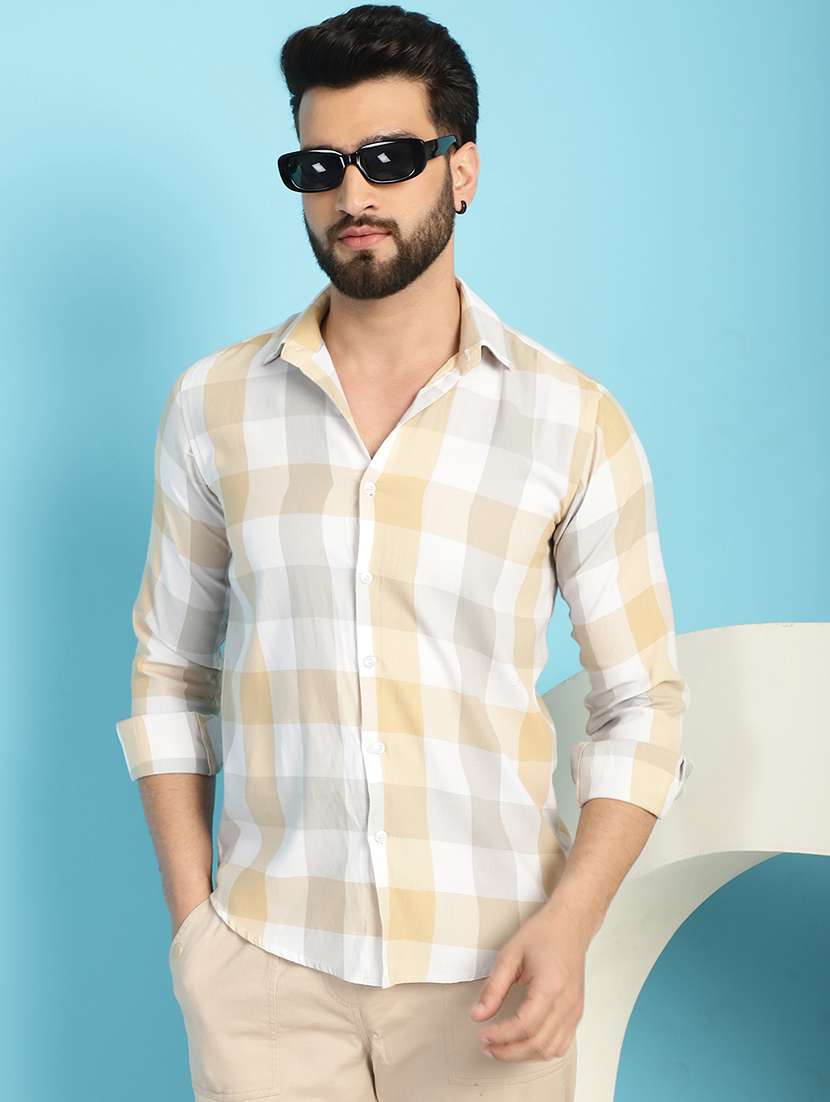 cream cotton casual shirt - 21031226 -  Standard Image - 1