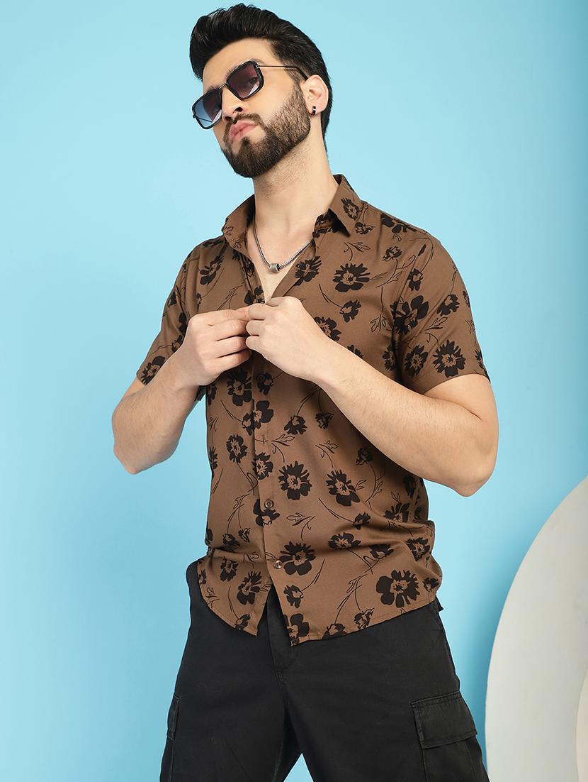 brown rayon casual shirt - 21031230 - Standard Image - 1