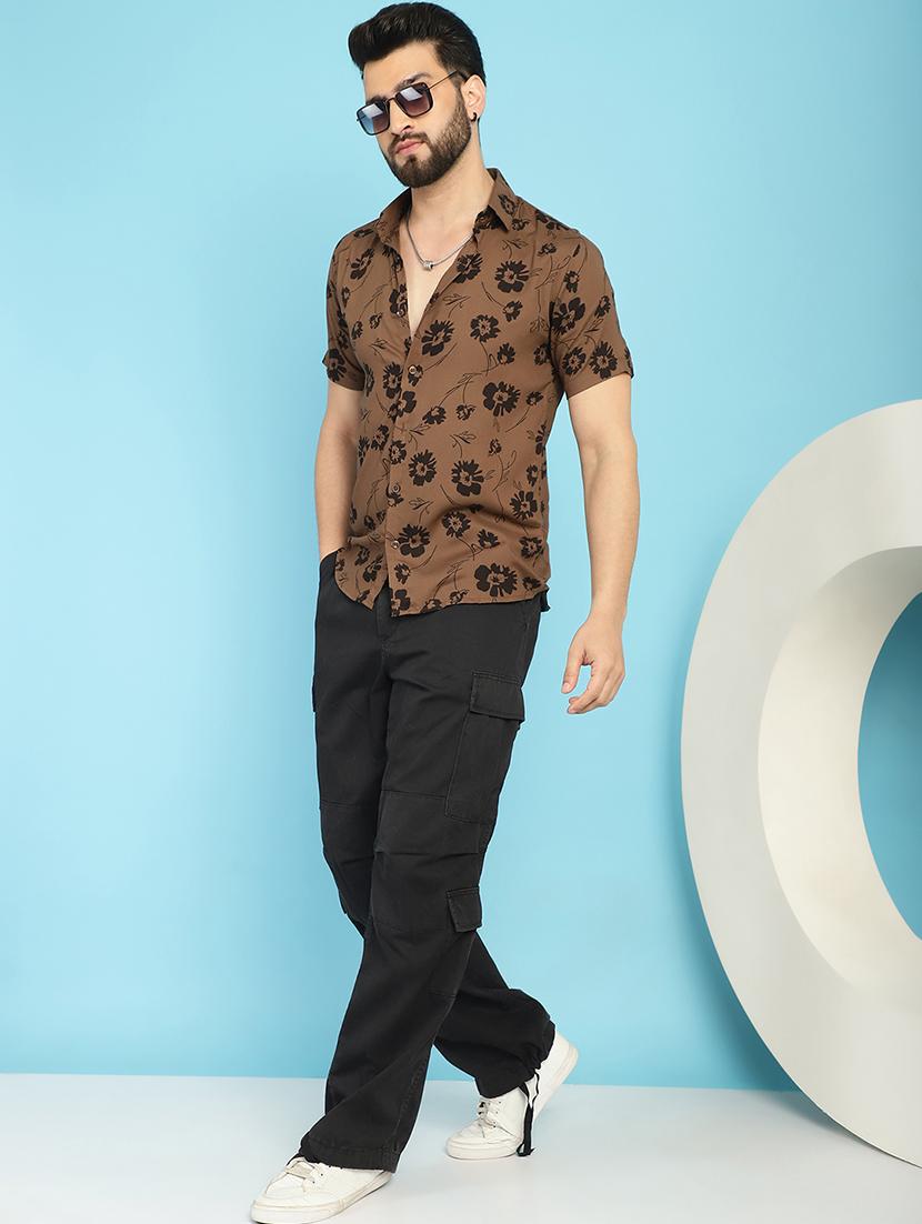 brown rayon casual shirt - 21031230 - Standard Image - 4
