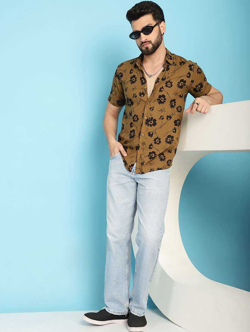 mustard rayon casual shirt - 21031231 -  Standard Image - 4