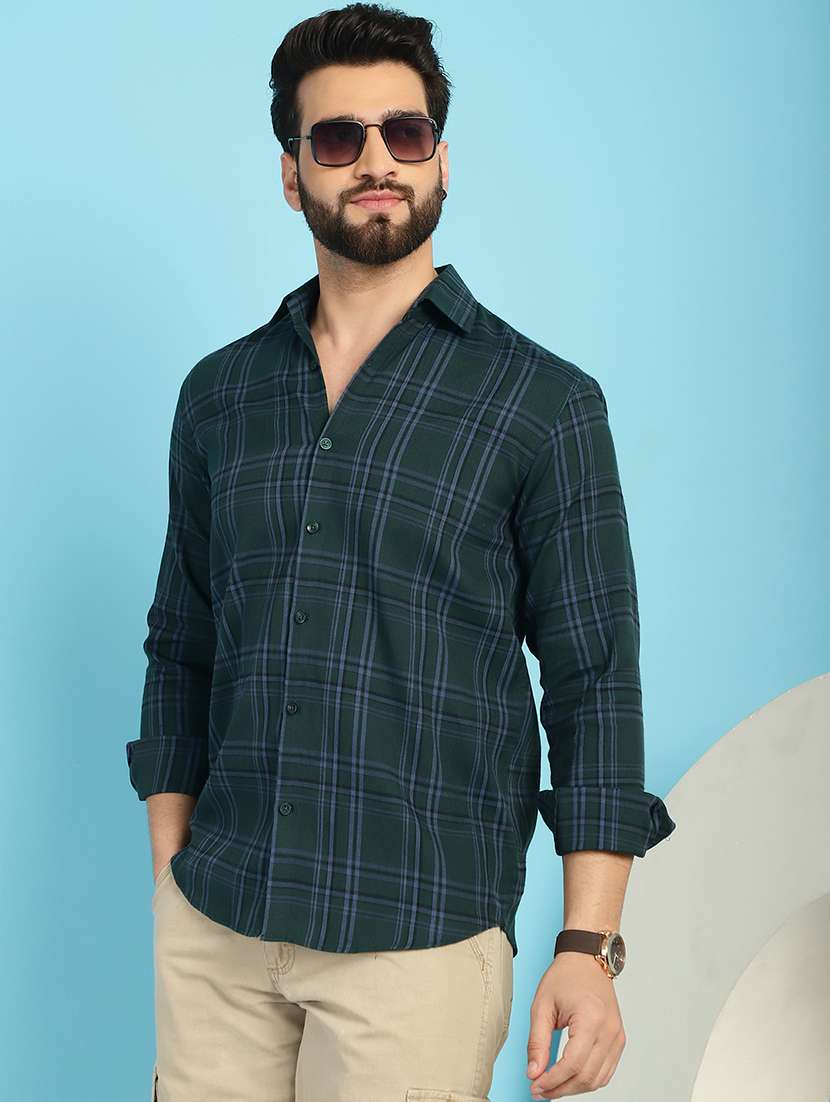 green cotton casual shirt - 21031233 -  Standard Image - 1