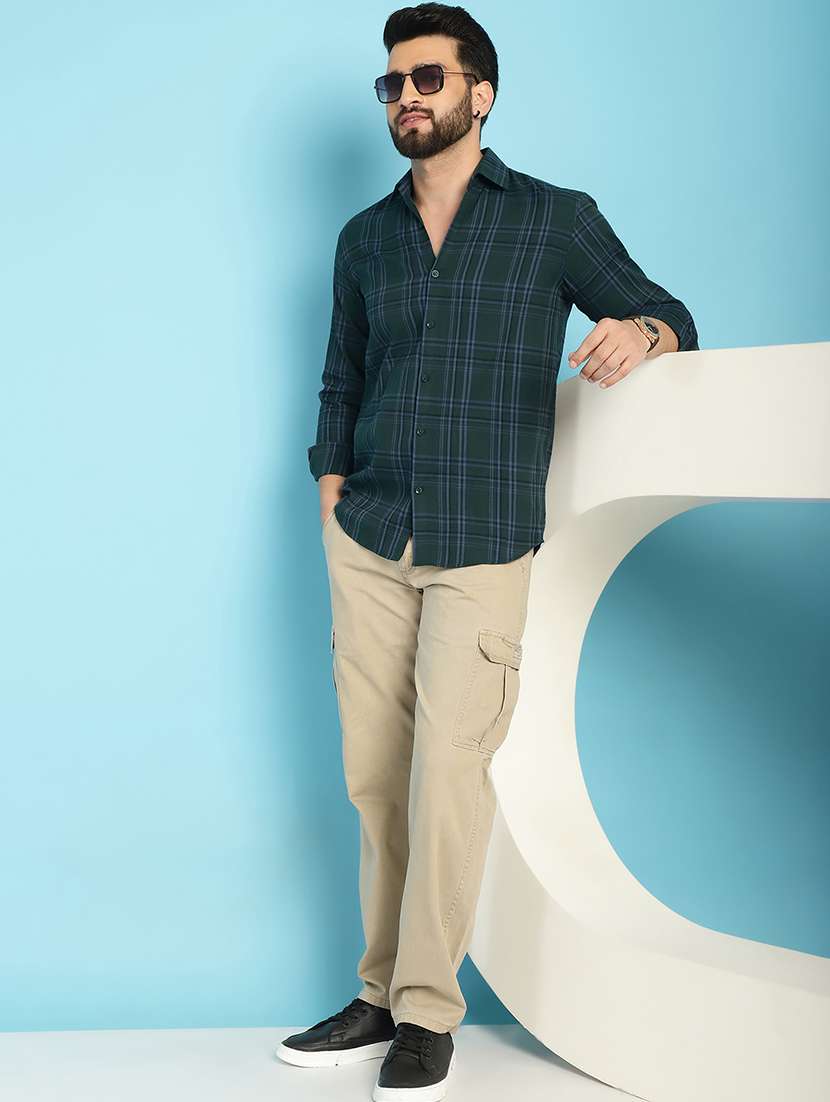 green cotton casual shirt - 21031233 -  Standard Image - 4