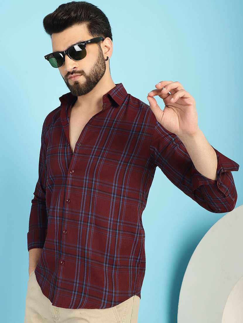 maroon cotton casual shirt - 21031234 -  Standard Image - 1
