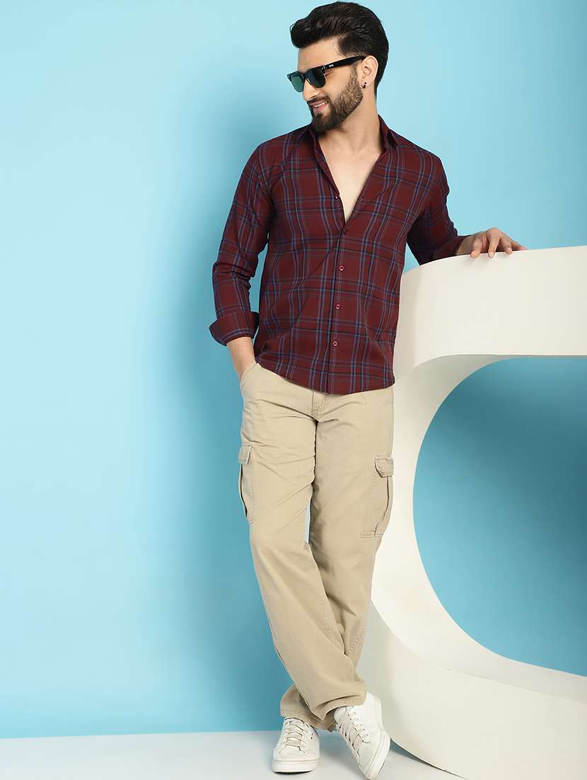 maroon cotton casual shirt - 21031234 -  Standard Image - 4