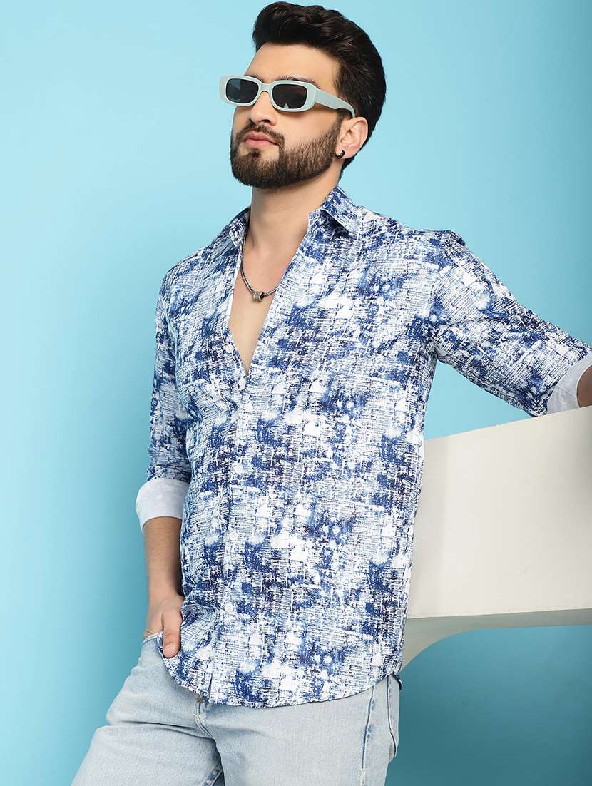 blue rayon casual shirt - 21031238 -  Standard Image - 1