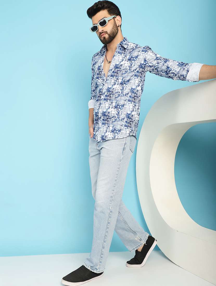 blue rayon casual shirt - 21031238 -  Standard Image - 4