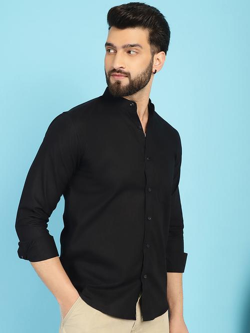 black cotton casual shirt - 21031240 - Standard Image - 0
