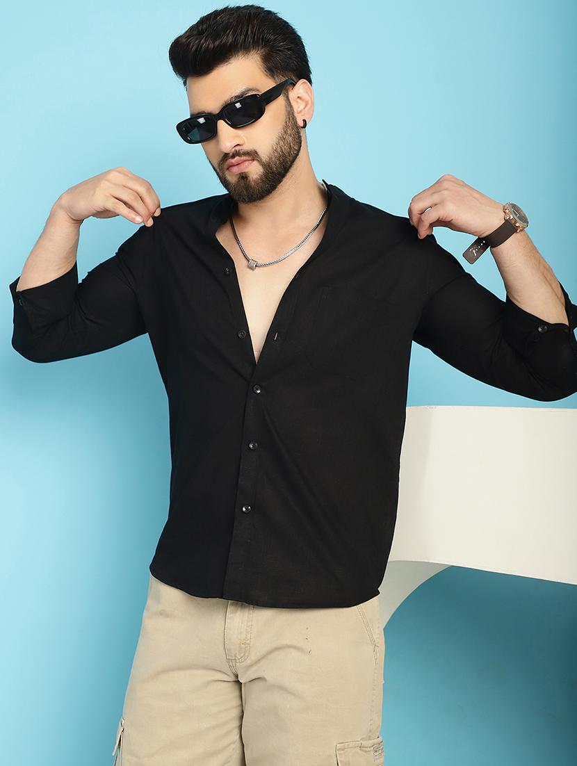 black cotton casual shirt - 21031240 - Standard Image - 1