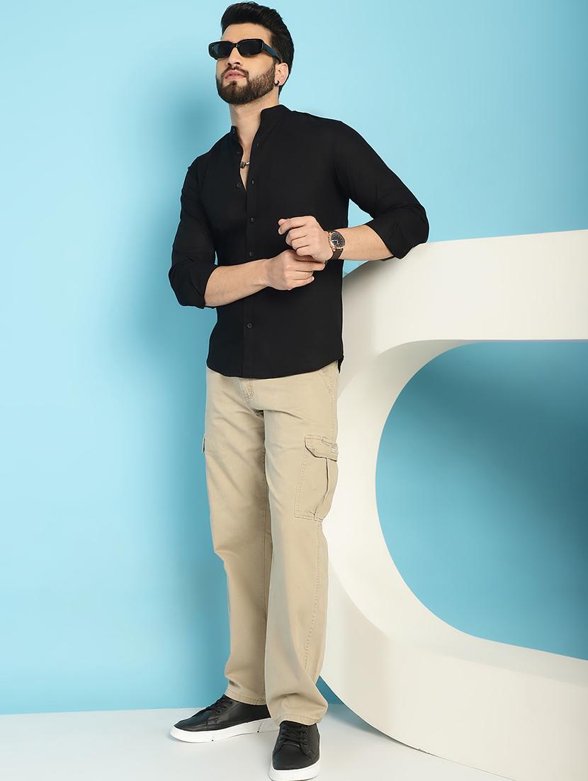black cotton casual shirt - 21031240 - Standard Image - 4