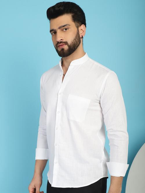 men white regular fit solid casual shirt - 21031243 - Standard Image - 0