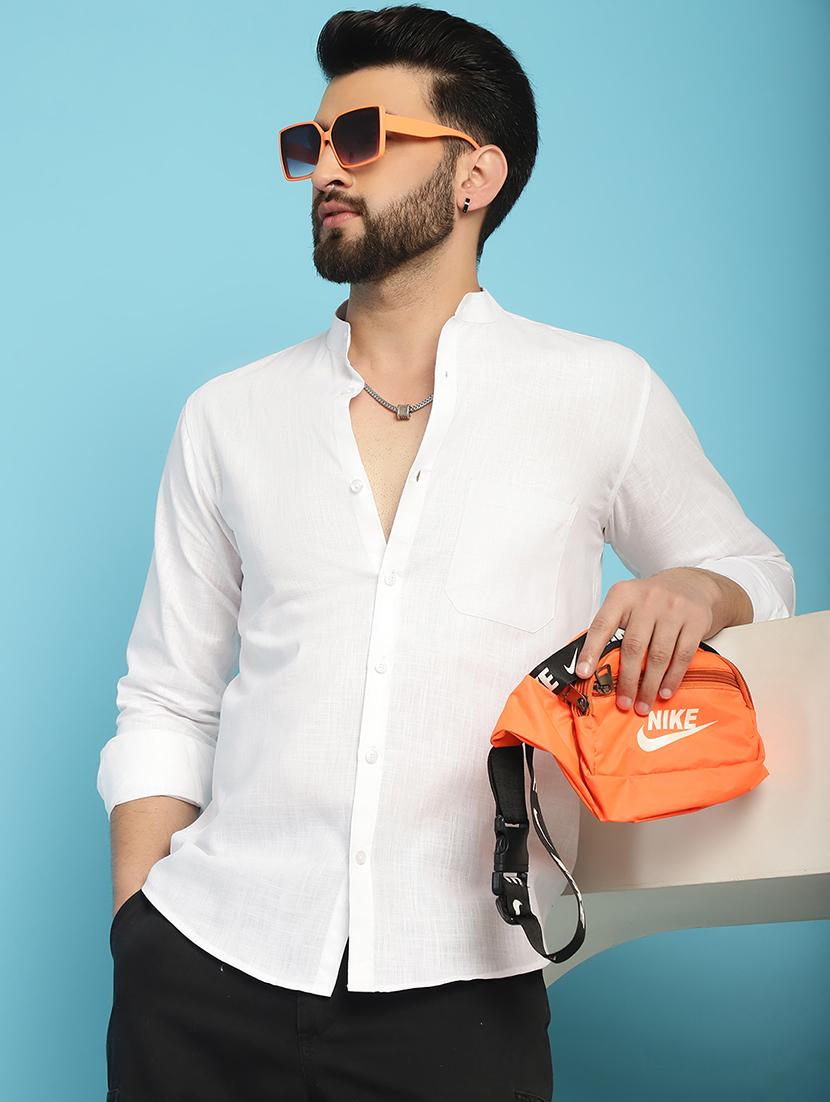 men white regular fit solid casual shirt - 21031243 -  Standard Image - 1