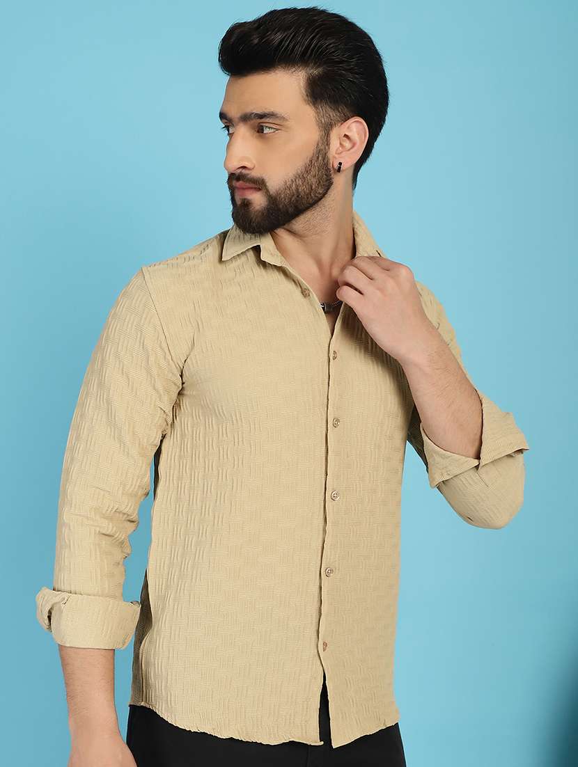 beige cotton blend casual shirt - 21031244 -  Standard Image - 1