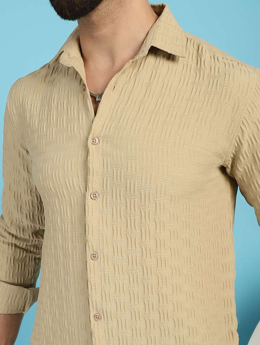 beige cotton blend casual shirt - 21031244 -  Standard Image - 4