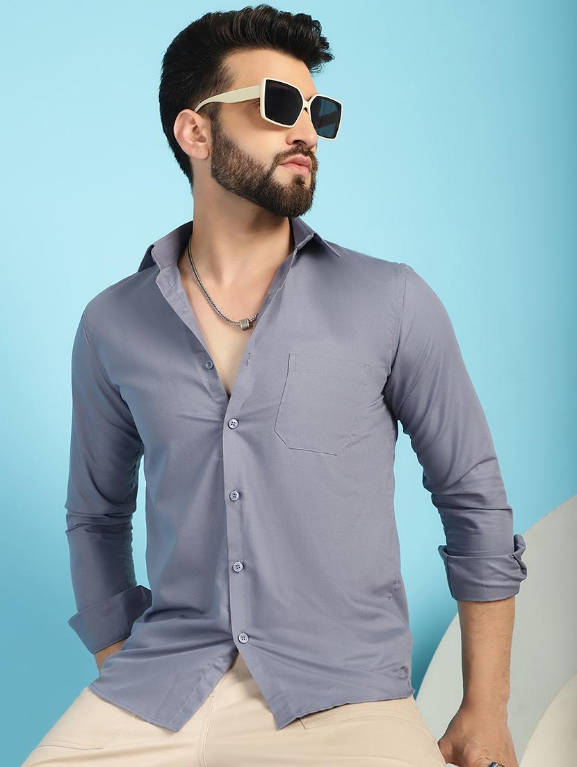 light grey cotton casual shirt - 21031325 - Standard Image - 1