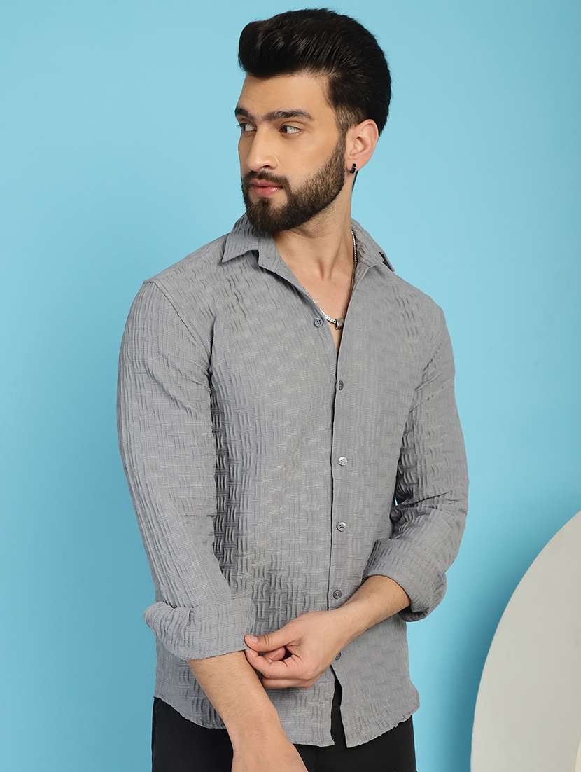 light grey cotton blend casual shirt