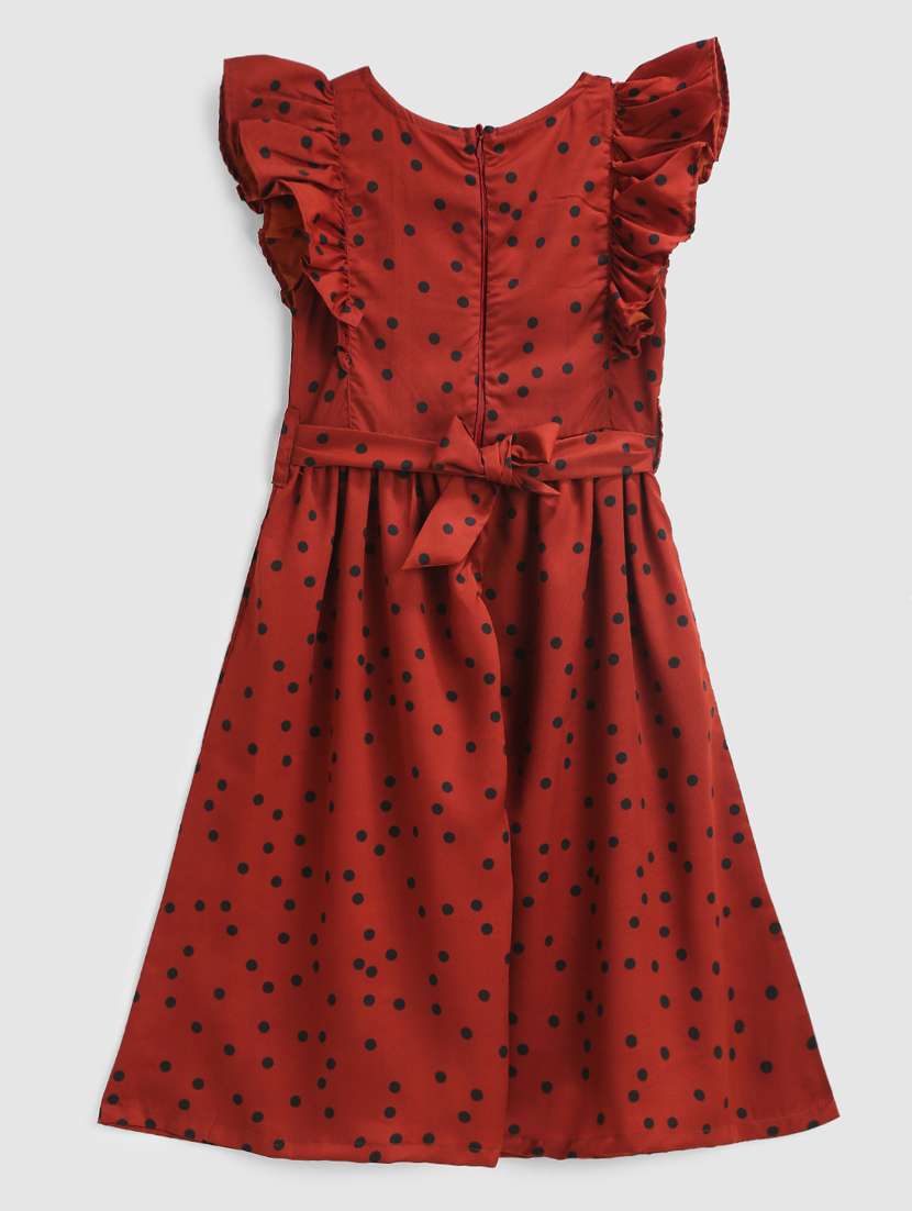 maroon polka dots frock - 21031655 -  Standard Image - 1