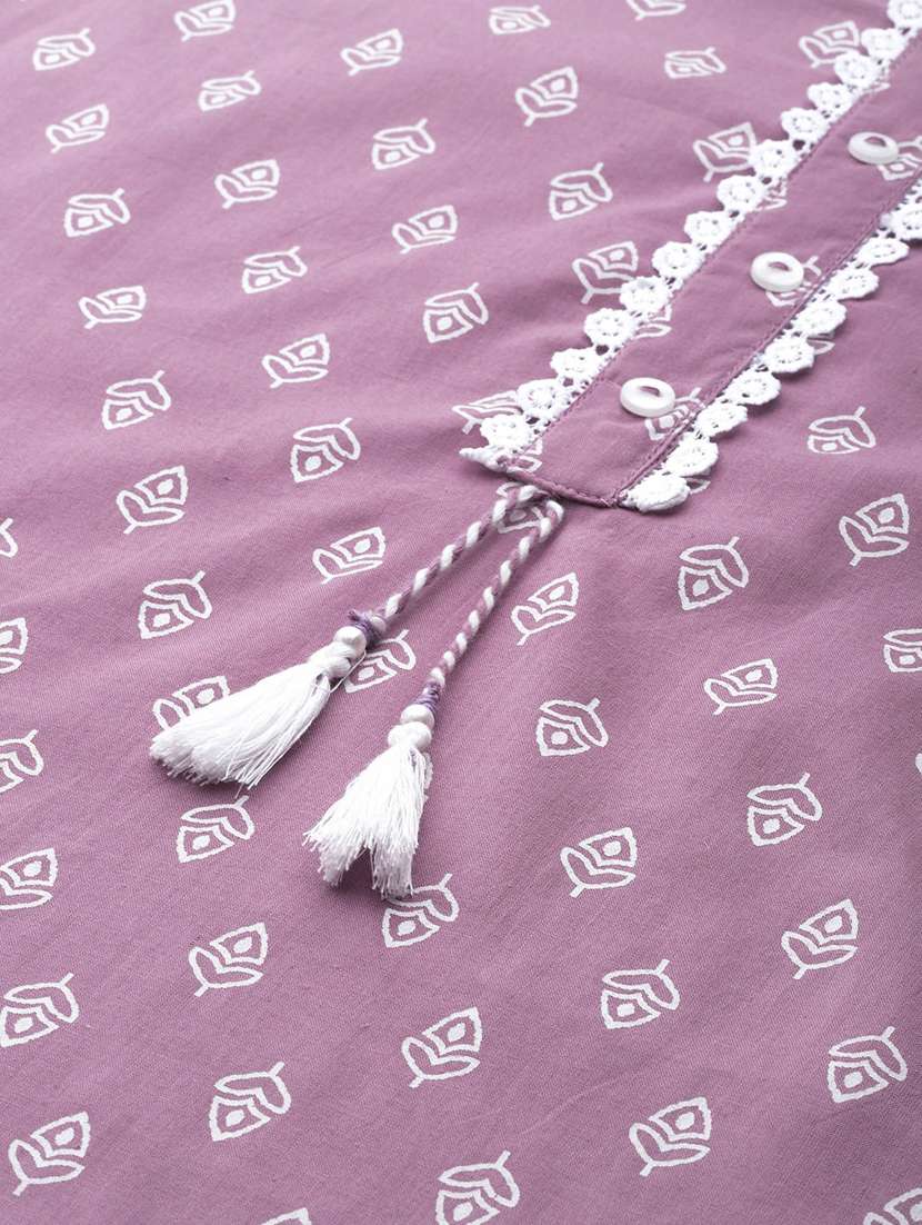 purple printed kurta pant set - 21031674 -  Standard Image - 4