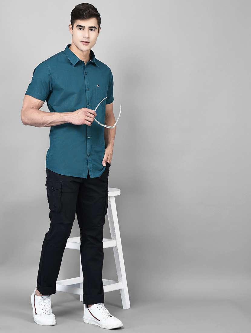 black cotton blend cargos casual trousers - 21031764 - Standard Image - 4