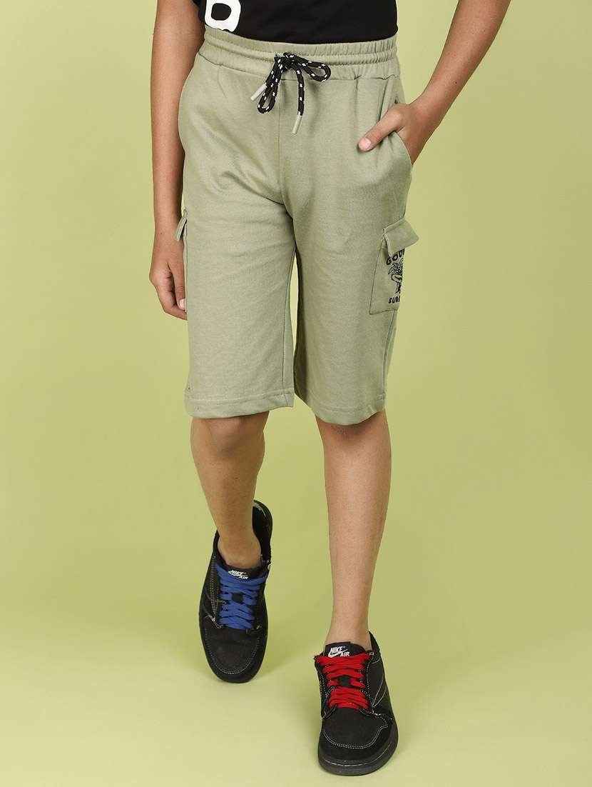 boy solid mid rise three fourth cargos