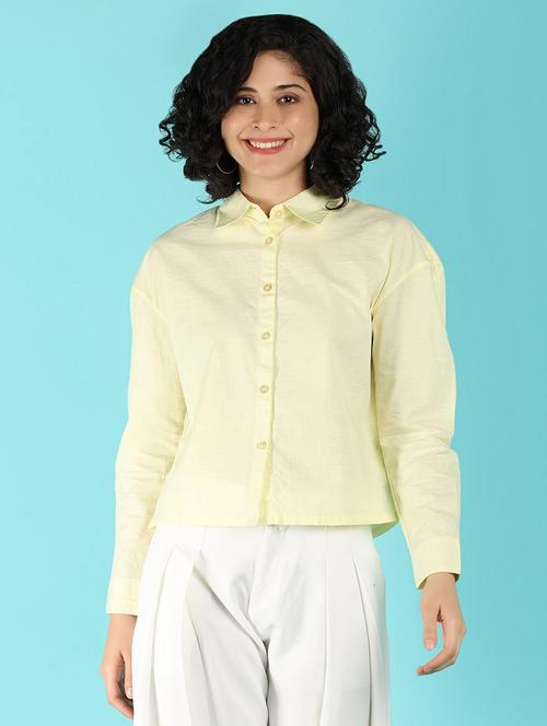 women solid collared puff sleeves shirt - 21031897 -  Standard Image - 0