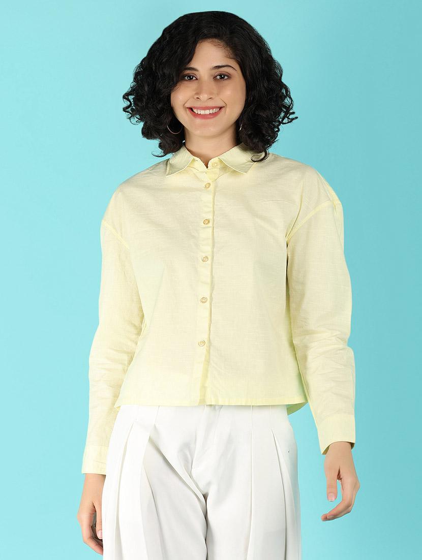 women solid collared puff sleeves shirt - 21031897 -  Zoom Image - 0