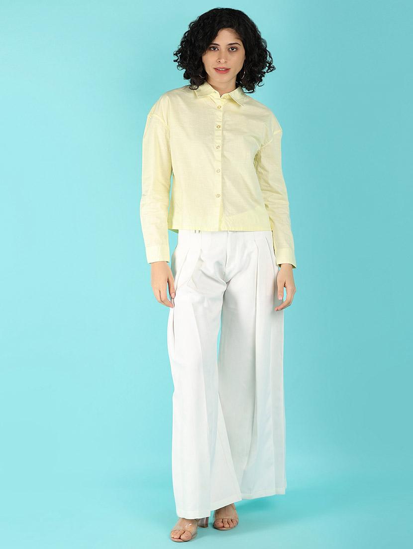 women solid collared puff sleeves shirt - 21031897 - Standard Image - 4