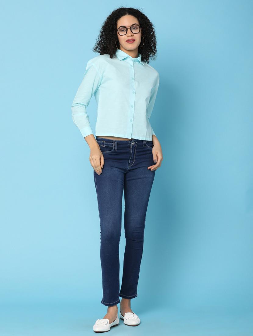 women solid collared puff sleeevs shirt - 21031898 - Standard Image - 4