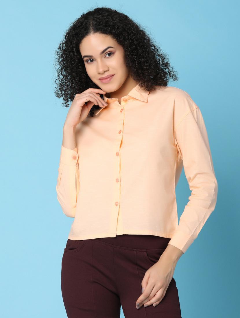 women solid orange collared shirt - 21031910 - Zoom Image - 0