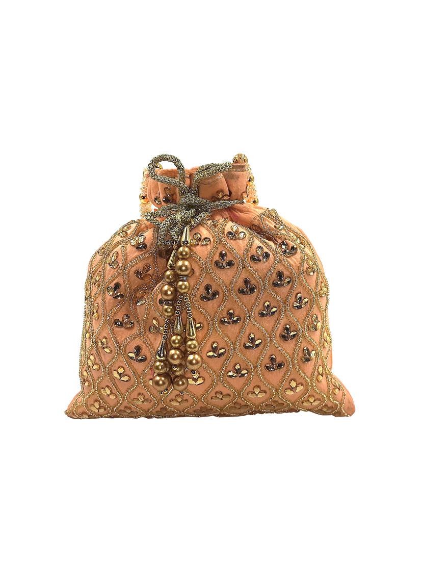peach embellished ethnic potlis - 21031995 -  Zoom Image - 0