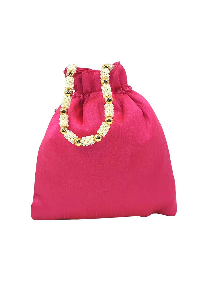 pink embellished ethnic potlis - 21031999 -  Standard Image - 1