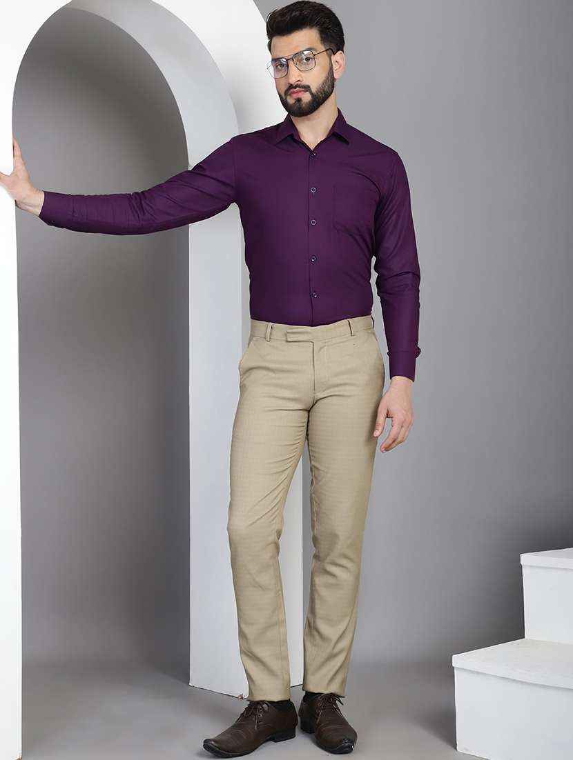 men purple slim fit collared formal shirt - 21032007 -  Standard Image - 4