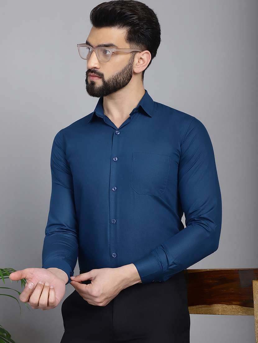 teal cotton formal shirt