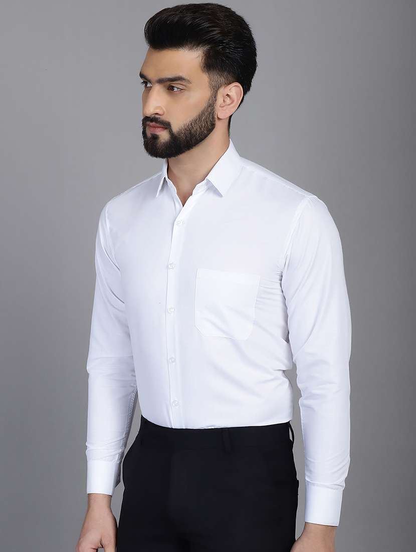 men white regular fit plain formal shirt