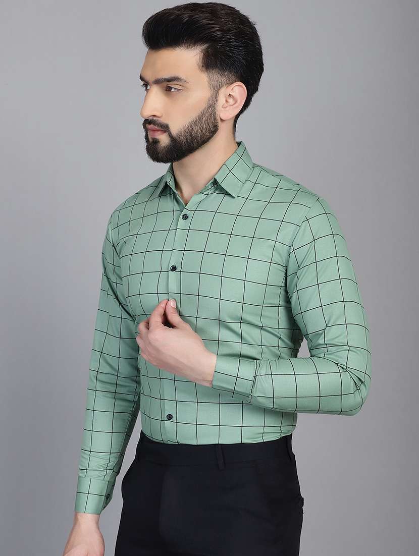 green cotton formal shirt