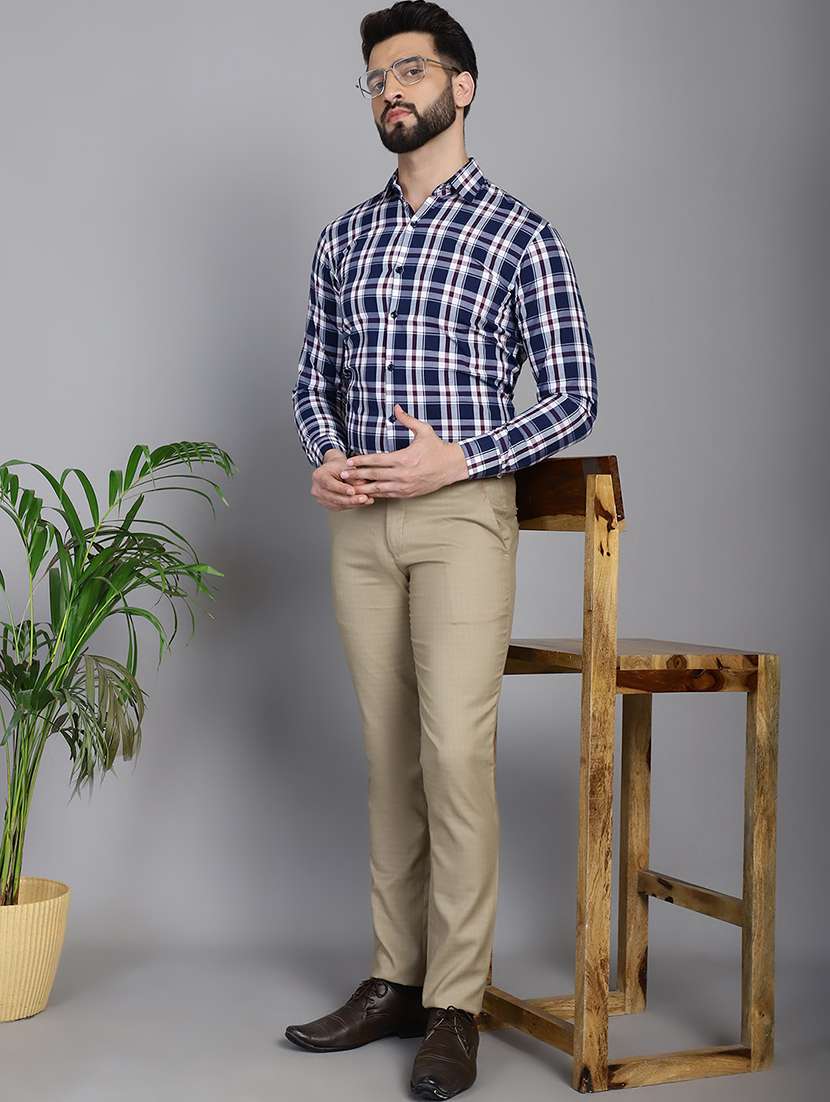 navy blue cotton formal shirt - 21032021 -  Standard Image - 4