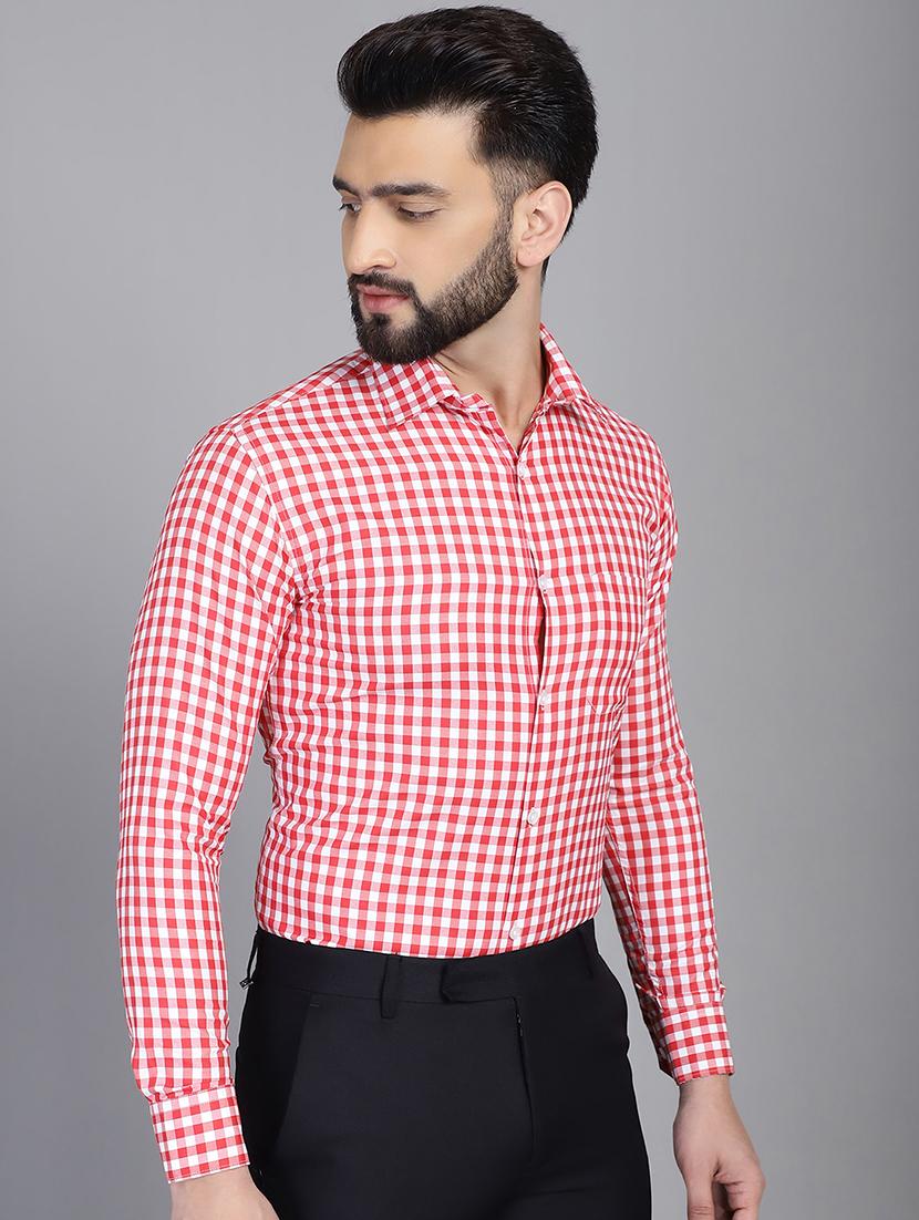 red cotton formal shirt - 21032029 - Standard Image - 1