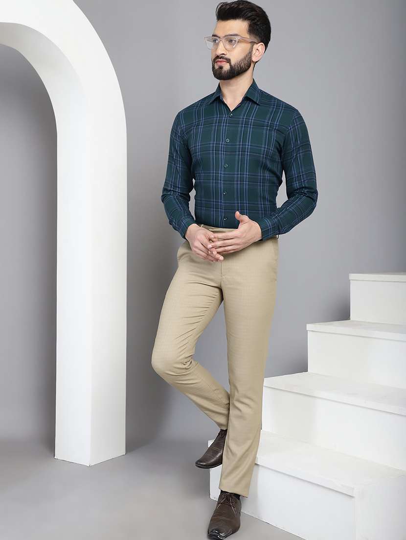 green cotton formal shirt - 21032038 -  Standard Image - 4
