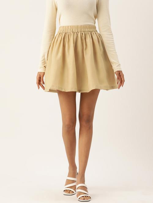 beige cotton flared skirts - 21032089 -  Standard Image - 0