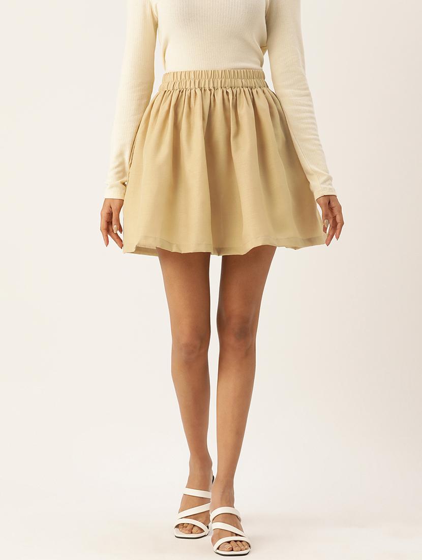 beige cotton flared skirts - 21032089 -  Zoom Image - 0